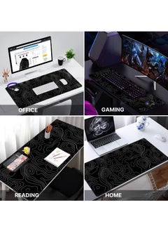 Rock Pow Topographic Contour Large Gaming Mouse Pad with Stitched Edges Extended Mousepad with Superior Cloth Surface Non-Slip Rubber Base Water Resist Keyboard Pad（800 * 300 * 3mm）  - Image 5
