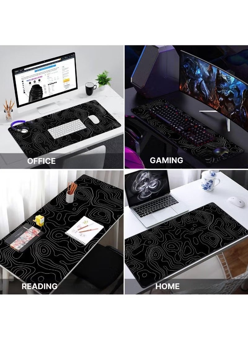 روك بو لوحة ماوس ألعاب كبيرة من Topographic Contour مع حواف مخيطة ولوحة ماوس ممتدة بسطح قماش فائق الجودة وقاعدة مطاطية غير قابلة للانزلاق ولوحة مفاتيح مقاومة للماء - Image 4