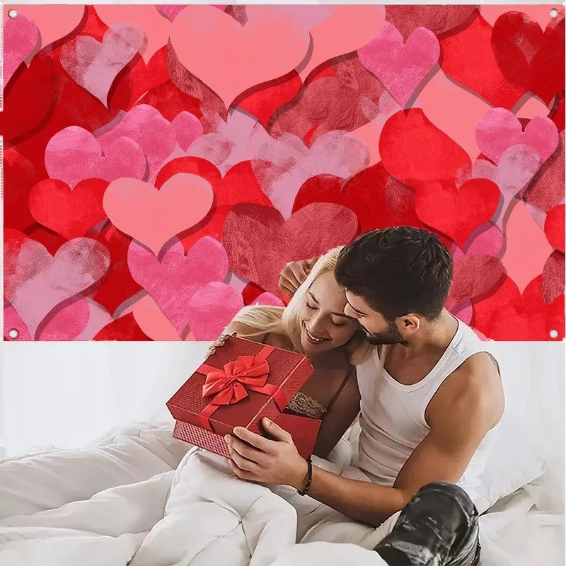 Y&D Vintage Rustic Heart Backdrop 90x150cm Soft Fabric Tablecloth & Table Runner for Valentine's Day Photography, Romantic Photo Background - Image 5