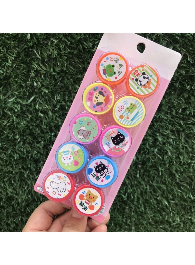 Huitich Colorful Cartoon Stamp Set Five Seals Series Self-Inking Stamps for Kids - Image 3