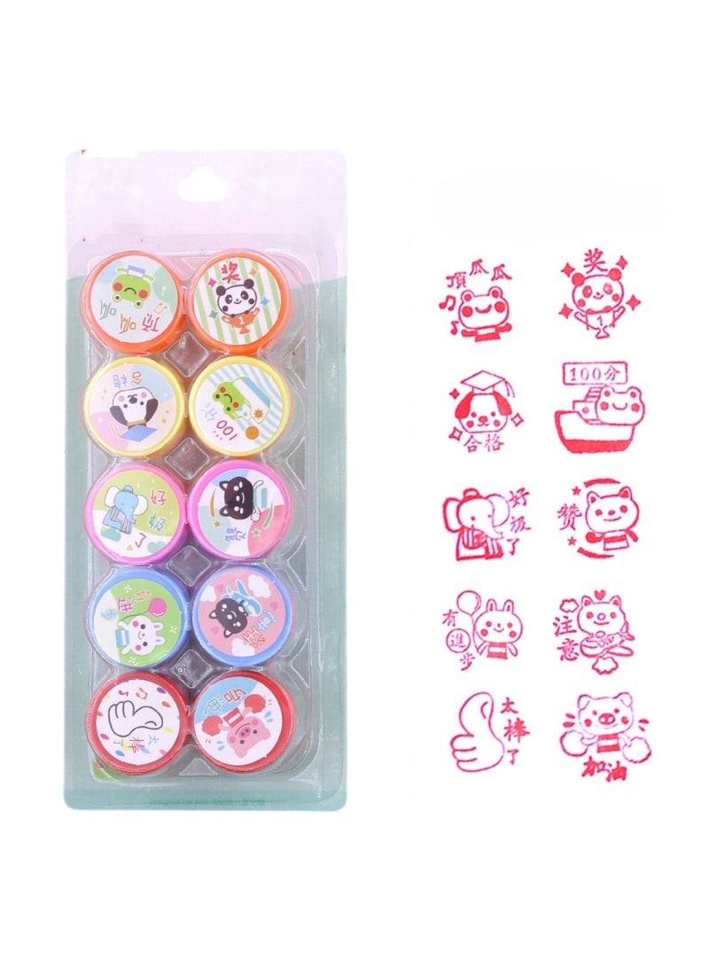 Huitich Colorful Cartoon Stamp Set Five Seals Series Self-Inking Stamps for Kids - Image 1
