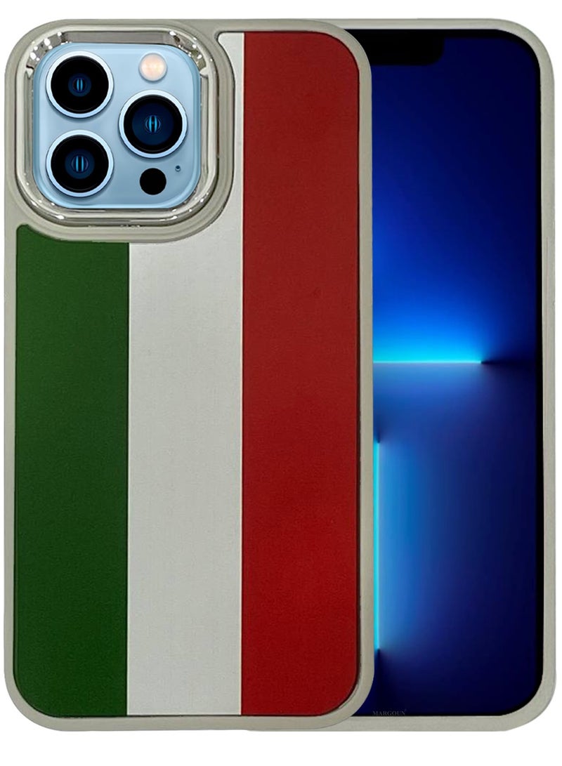 CATANES (for iPhone 13 Pro Max) Case, Hard PC Case,  Shockproof Protective Case Cover / Italy Flag - Side Natural Titanium - Image 1