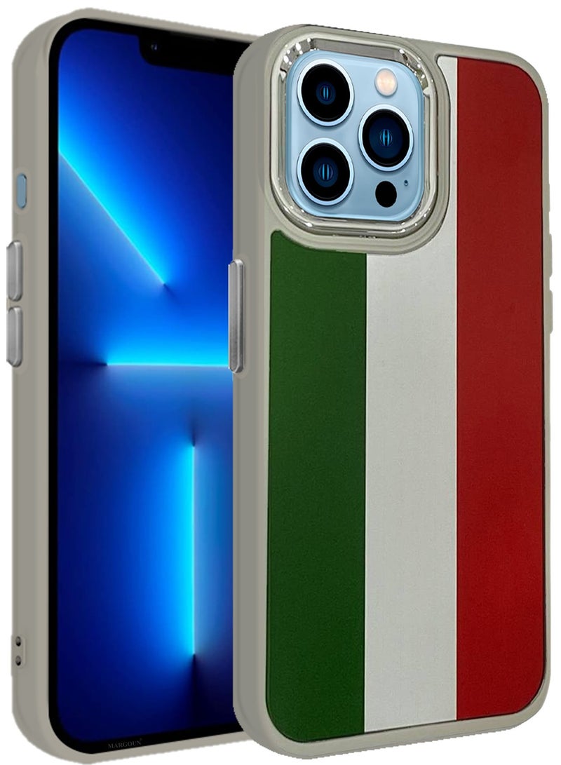 CATANES (for iPhone 13 Pro Max) Case, Hard PC Case,  Shockproof Protective Case Cover / Italy Flag - Side Natural Titanium - Image 3