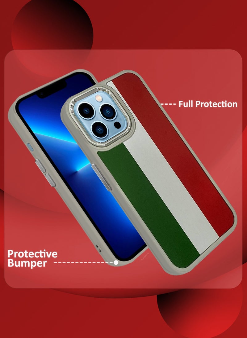 CATANES (for iPhone 13 Pro Max) Case, Hard PC Case,  Shockproof Protective Case Cover / Italy Flag - Side Natural Titanium - Image 4