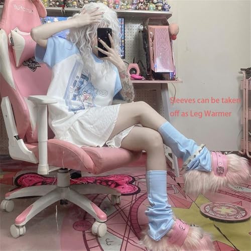 OATSBAS Y2k Aesthetic Detachable Sleeve T-Shirt Women Kawaii Cat Girl Anime Print Cute Sweatshirts Fairycore Streetwear (Medium,Blue) - Image 3