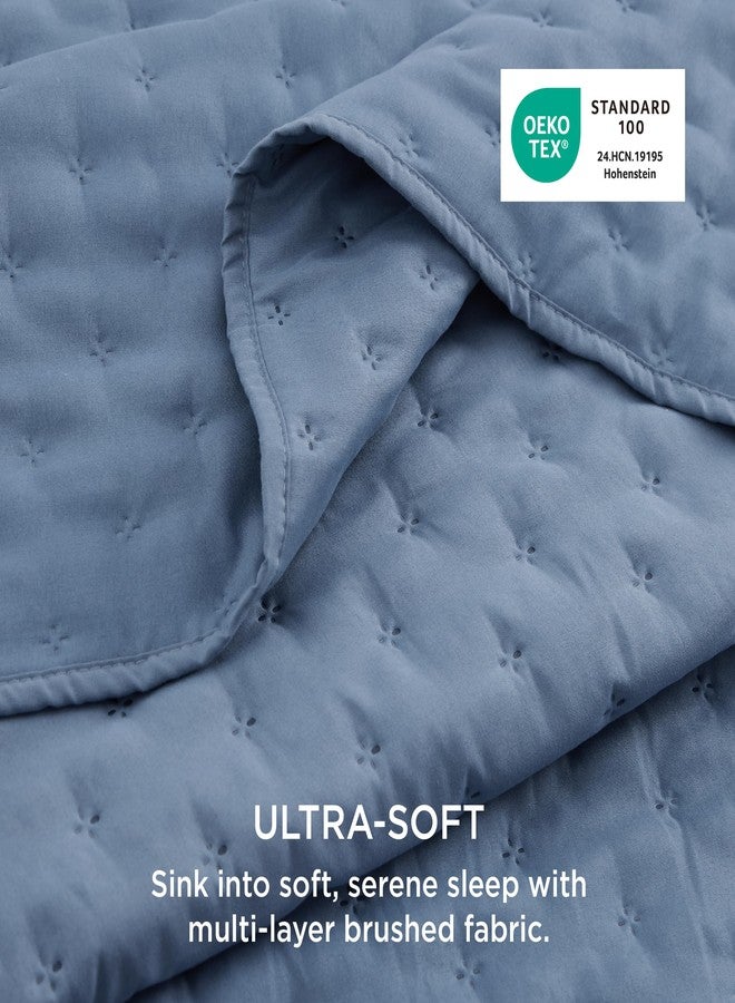 Bedsure طقم لحاف توين من بيدشير - لحاف توين XL فائق النعومة لطقم سرير حديث وساحلي، لحاف خفيف الوزن لجميع الفصول مع 1 غطاء وسادة، غطاء سرير صيفي باللون الأزرق المعدني 68x86 بوصة - Image 3