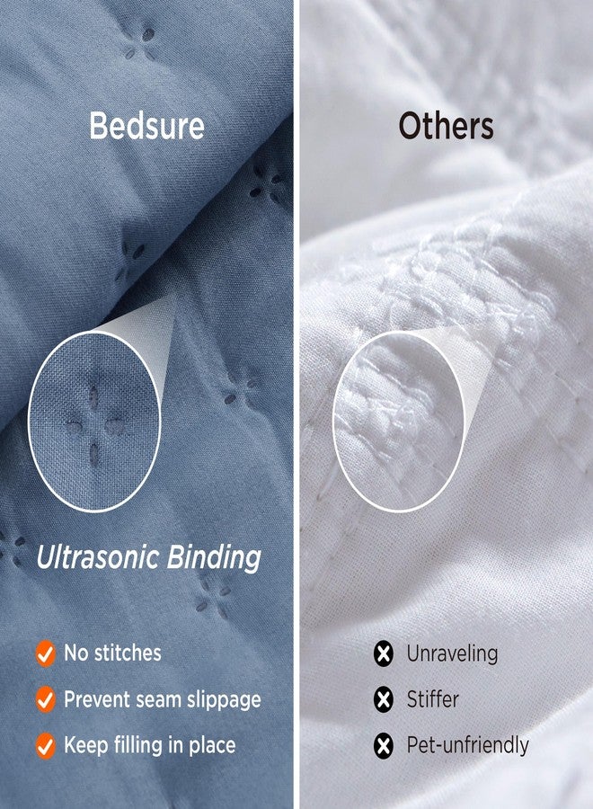 Bedsure طقم لحاف توين من بيدشير - لحاف توين XL فائق النعومة لطقم سرير حديث وساحلي، لحاف خفيف الوزن لجميع الفصول مع 1 غطاء وسادة، غطاء سرير صيفي باللون الأزرق المعدني 68x86 بوصة - Image 5