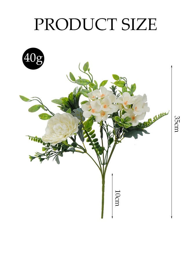 DUNISO 3 Bouquets, White Roses, Artificial Flowers, Suitable For Wedding Bouquets, Photography Scene Arrangement, Home Decoration, Party, Desktop Decoration, Flower Arrangement, Kitchen Decoration - Image 2