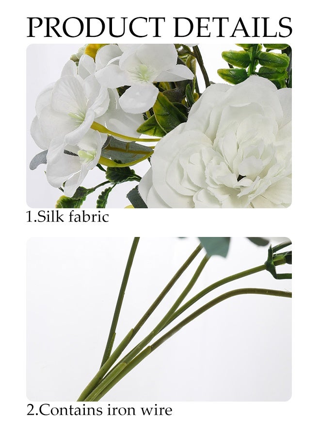 DUNISO 3 Bouquets, White Roses, Artificial Flowers, Suitable For Wedding Bouquets, Photography Scene Arrangement, Home Decoration, Party, Desktop Decoration, Flower Arrangement, Kitchen Decoration - Image 3