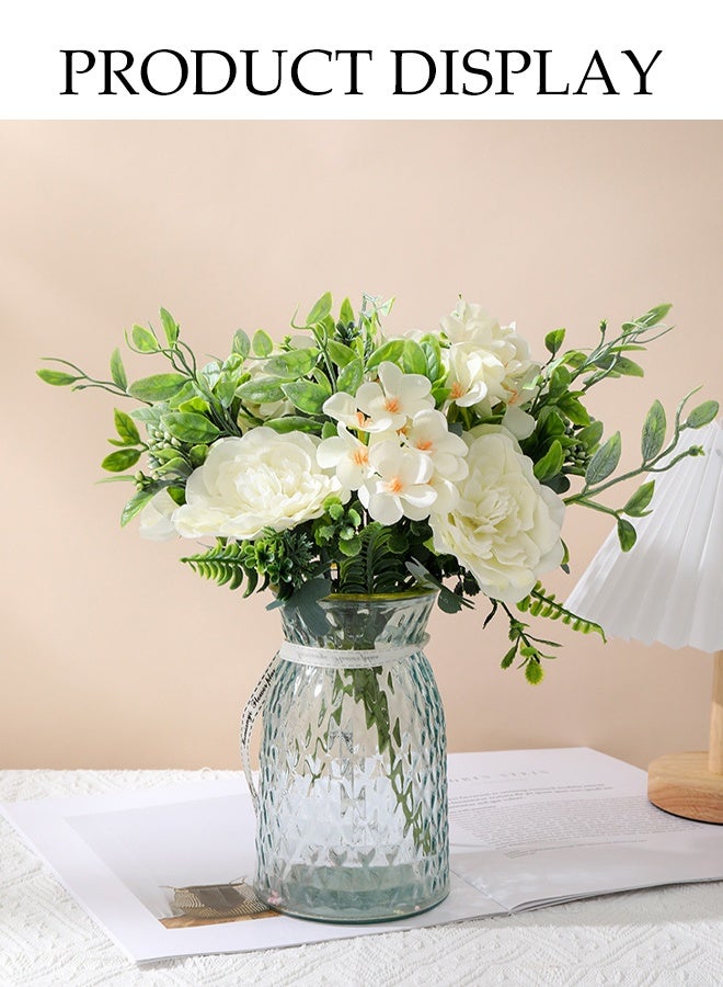 DUNISO 3 Bouquets, White Roses, Artificial Flowers, Suitable For Wedding Bouquets, Photography Scene Arrangement, Home Decoration, Party, Desktop Decoration, Flower Arrangement, Kitchen Decoration - Image 4