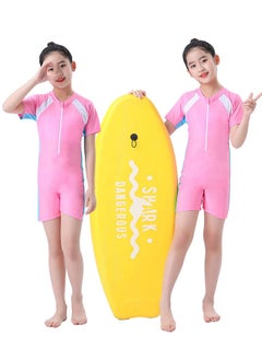 SPORT Girls Swimsuit UPF 50+ UV One Piece Swimwear Kids Bodysuit Beachwear with Surfing Swimming Children Bathing Costume (Pink/Blue/White)  - Image 3