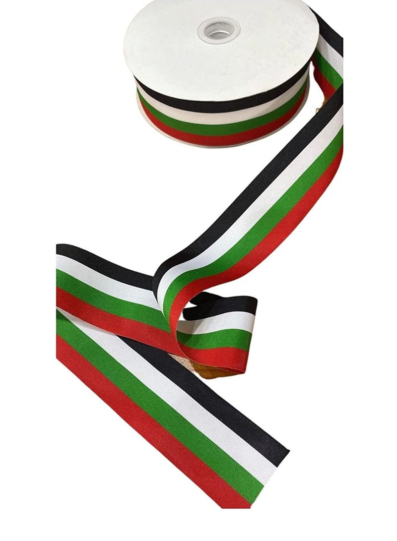 Multi-Purpose Beautiful 4 Color National day ribbon Nylon Solid Ribbon Roll For UAE National Day with Flag Design (2.5 cm X50 Yards)