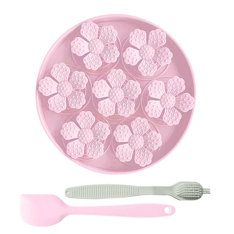 Silicone Lick Mat Slow Feeder Dog Pad Cat claw flower pink (three-piece) pink scraper