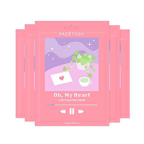 FACETORY K Beauty Face Mask Skin Care - CALMING Sheet Mask for ACNE-PRONE Skin with Heartleaf Extract | Calms Redness Smoothes Texture (5 Pack) - Image 1