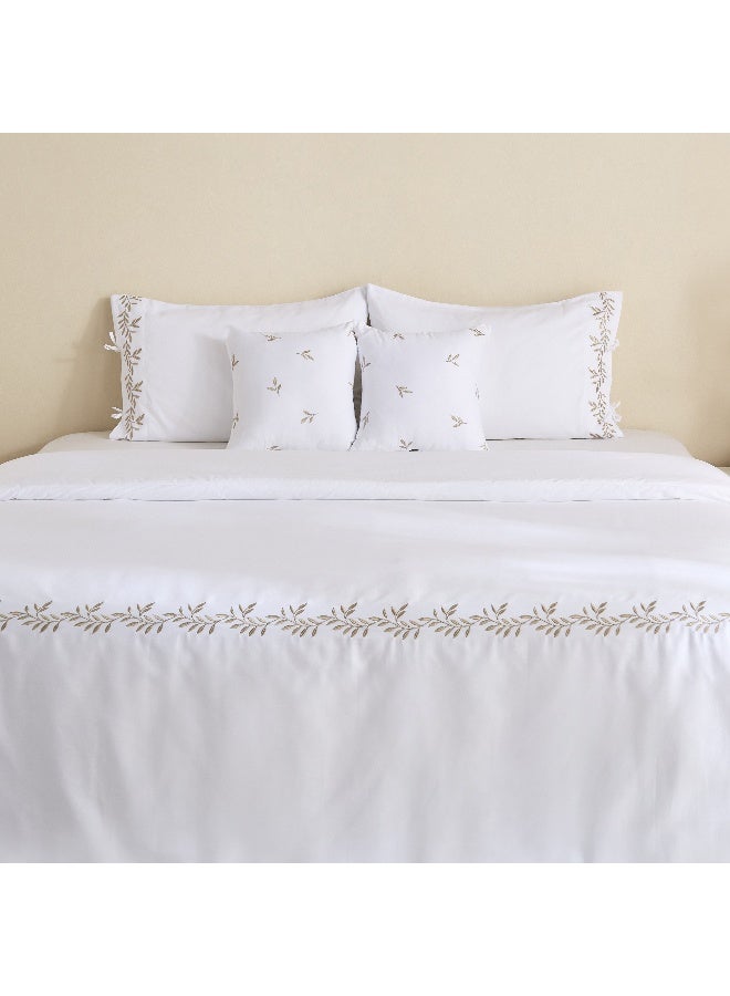 Home Box White Embroidered Cotton King Comforter Set for Home - Image 2