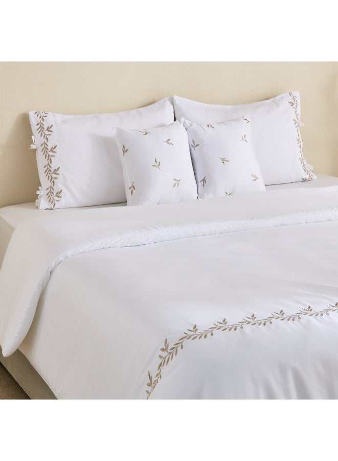 Home Box White Embroidered Cotton King Comforter Set for Home - Image 1