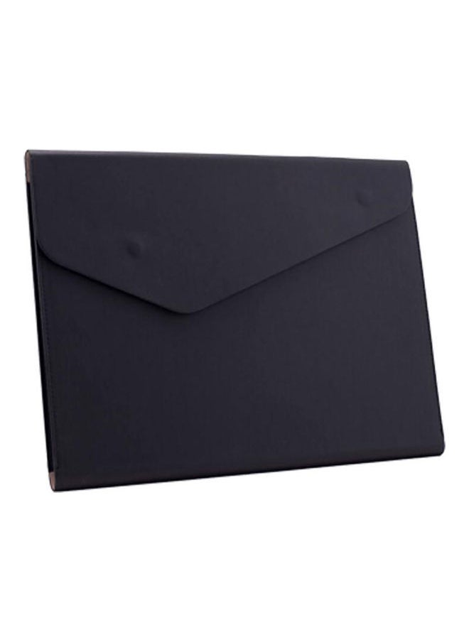 NIBEMINENT Creative PU Leather Portfolio A4 File Pouch With Magnetic Buckle Black 