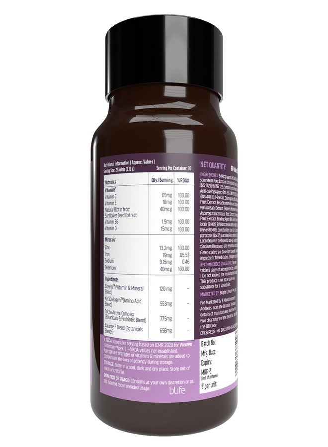 hk vitals Hair Vitamins for Women (60 Tablets) With Biowin™ & KeraCollagen™ | Helps Reduce Hairfall - Image 3