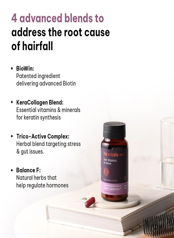 hk vitals Hair Vitamins for Women (60 Tablets) With Biowin™ & KeraCollagen™ | Helps Reduce Hairfall - Image 5