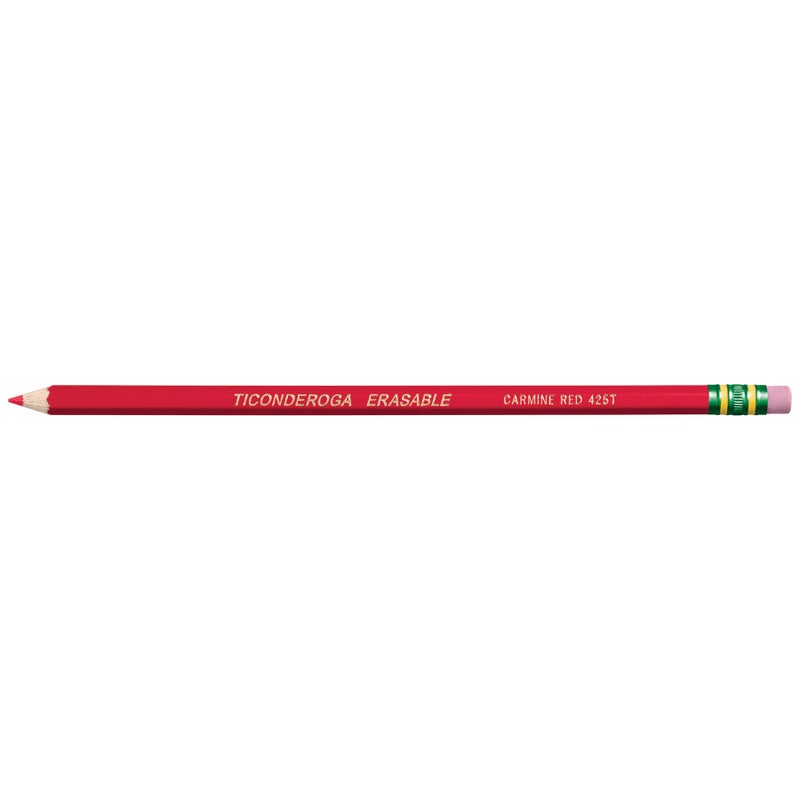 Ticonderoga® Erasable Checking Pencils, Presharpened, Carmine Red, Pack Of 12 - Image 2