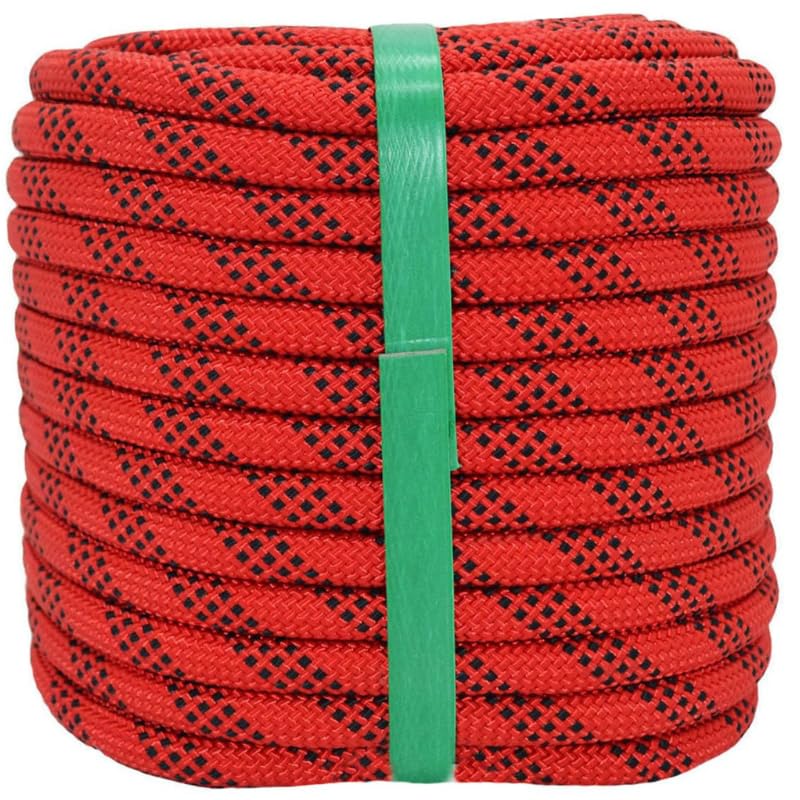 White Tech Rock Climbing Rope (12mm 50Mtr) 24KN Breaking Strength Ideal for for Zipline,Mountaineering & Rock Climbing, Rappelling Rope, Rescue and Safety Durable Nylon Construction Lightweight (Red) - Image 1