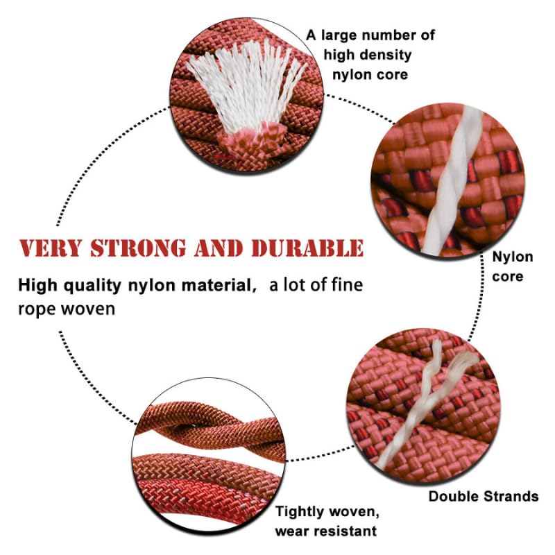 White Tech Rock Climbing Rope (12mm 50Mtr) 24KN Breaking Strength Ideal for for Zipline,Mountaineering & Rock Climbing, Rappelling Rope, Rescue and Safety Durable Nylon Construction Lightweight (Red) - Image 4