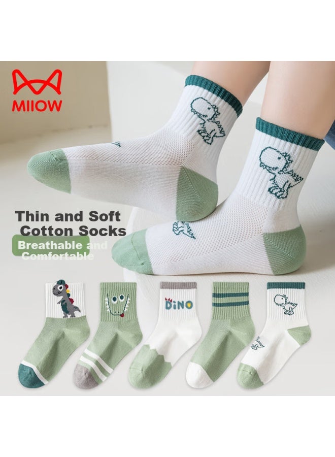 MIIOW Children's Socks For Boys, Summer Thin Breathable Mesh Socks, Boys' Thin Mid-calf Cotton Casual Socks - Image 2