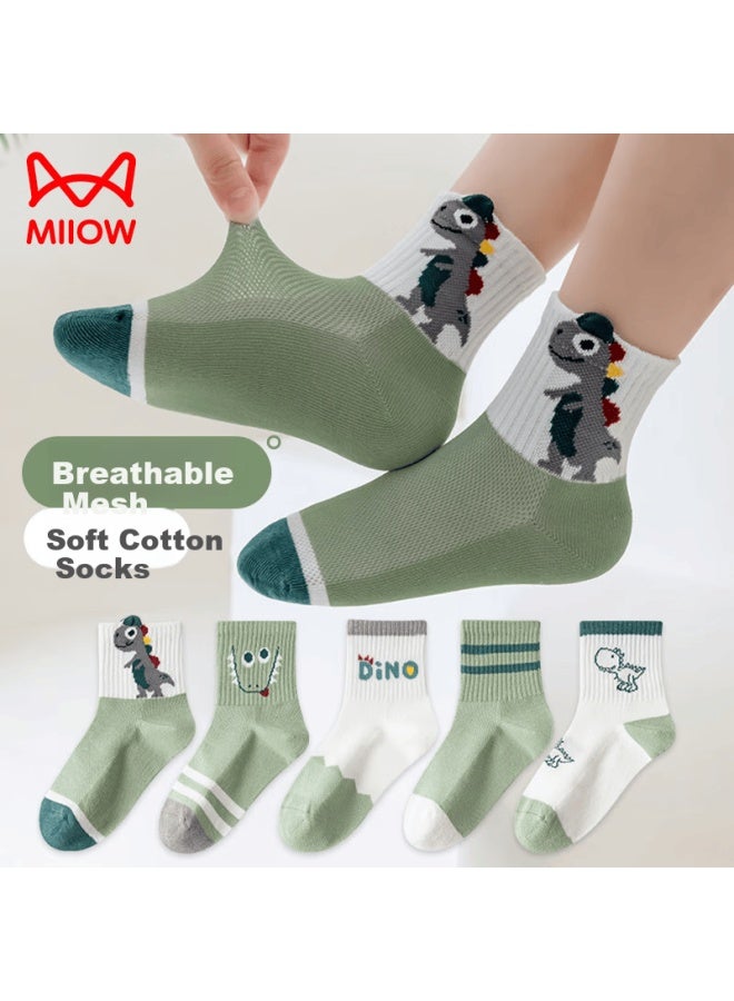 MIIOW Children's Socks For Boys, Summer Thin Breathable Mesh Socks, Boys' Thin Mid-calf Cotton Casual Socks - Image 1
