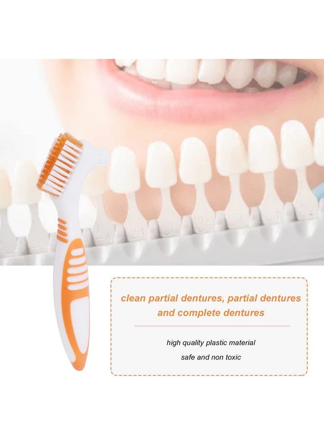 Sonew Dual Head Denture Toothbrush, Remove Plaque for Partial, Half, Complete Dentures Cleaning (Orange) - Image 3