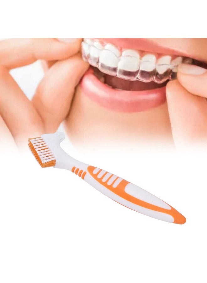 Sonew Dual Head Denture Toothbrush, Remove Plaque for Partial, Half, Complete Dentures Cleaning (Orange) - Image 4