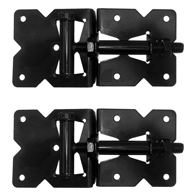 Jake Sales Economy Self Closing Vinyl Gate Hinges - Black - for Vinyl, PVC and Plastic Fencing: Vinyl Fence Gate Hinges w/Mounting Hardware (1 Pair, 2 Hinges) - Image 1
