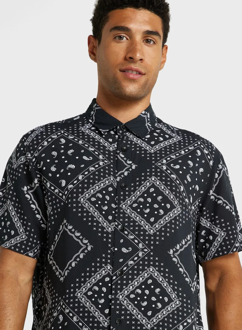 Seventy Five Printed Short Sleeve Viscose Shirt