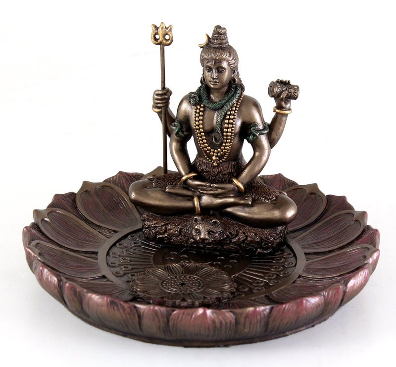 Top Collection Hindu God Shiva in Meditation Round Incense Holder Plate Incense Burner - Image 2