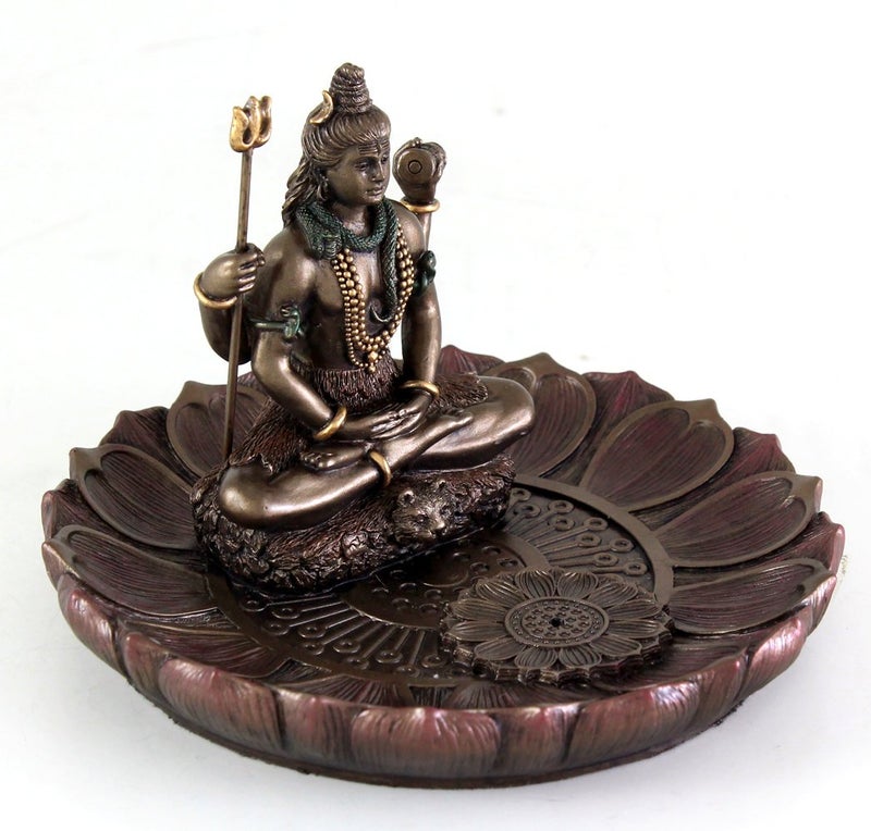 Top Collection Hindu God Shiva in Meditation Round Incense Holder Plate Incense Burner - Image 5