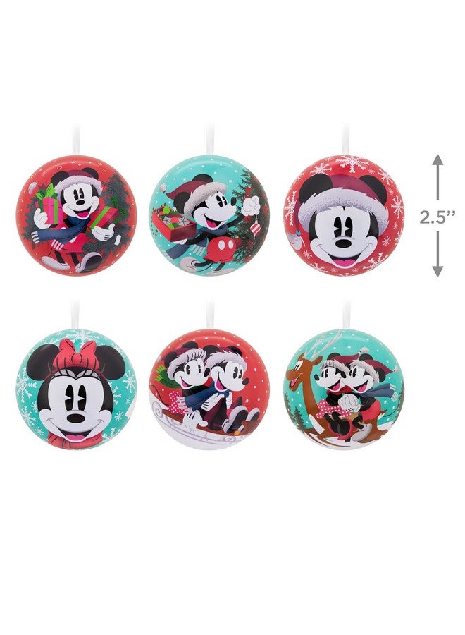 Hallmark Disney Mickey Mouse and Disney Minnie Mouse Tin Ball Christmas Ornaments, Set of 12 - Image 3