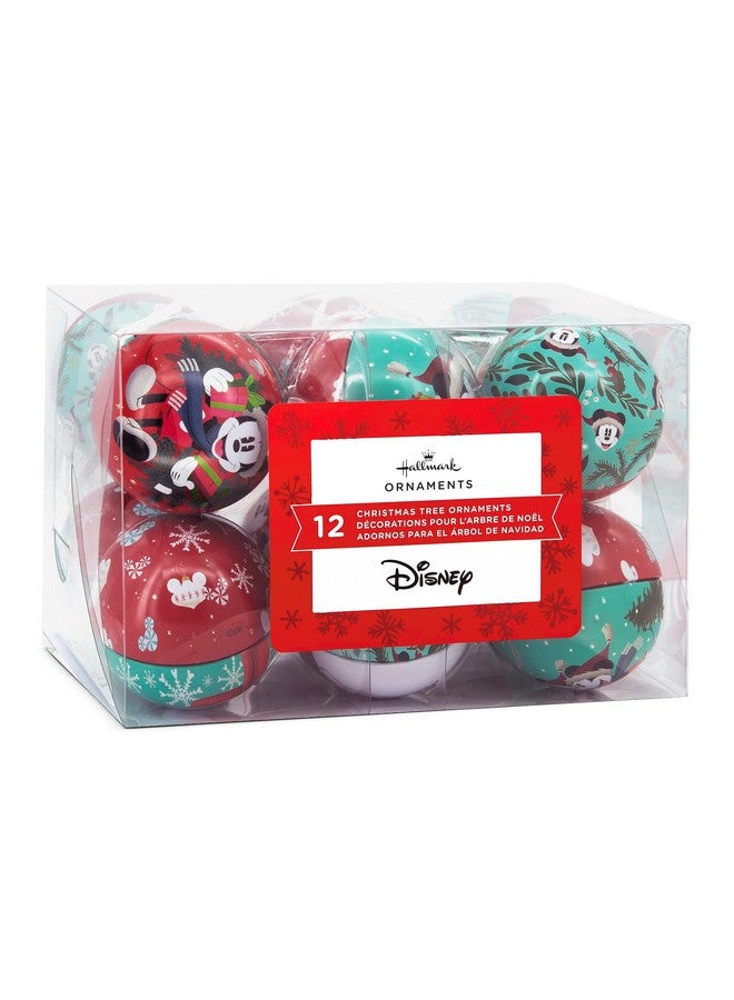 Hallmark Disney Mickey Mouse and Disney Minnie Mouse Tin Ball Christmas Ornaments, Set of 12 - Image 2