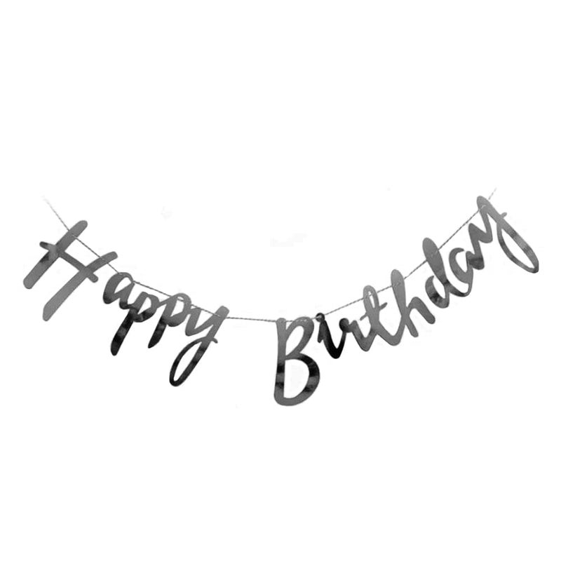 SAMAST Happy Birthday Banner in Different colour for decoration in Birthday Party of Boys Girls friend Husband Kids Bday Celebrations Bunting Tags Flag Decorative Items Decoration (1 Unit in Black Colour) - Image 1