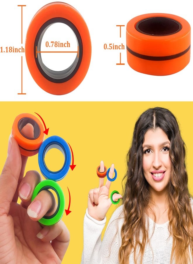 Dermasy Magnetic Rings Fidget Toy 3 PCS Set Novelty Fidget Toys for Stress and Anxiety Relief Great Gift for Teens Kids Adults with OCD ADHD Autistc (3Pcs Multicolor (New)) - Image 4