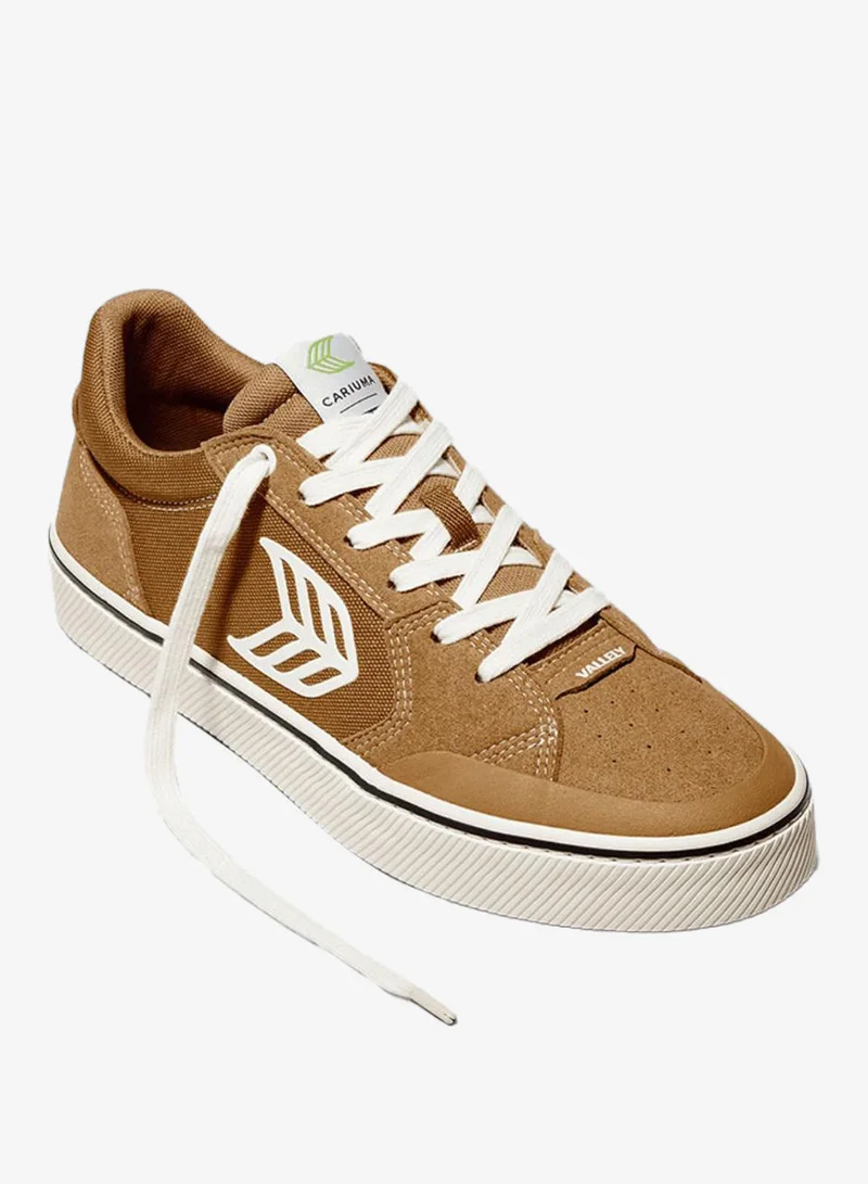 كاريوما VALLELY PRO Camel Suede and Cordura Ivory Logo Sneaker