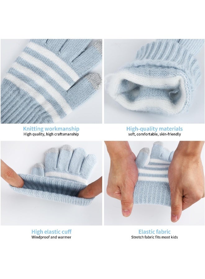 4 Pcs Kids Winter Beanie Hat Scarf Gloves Set - Thick Fluffy Warm Accessories for 2-8 Years Old Boys and Girls - Toddler Cold Weather Gear - Image 2