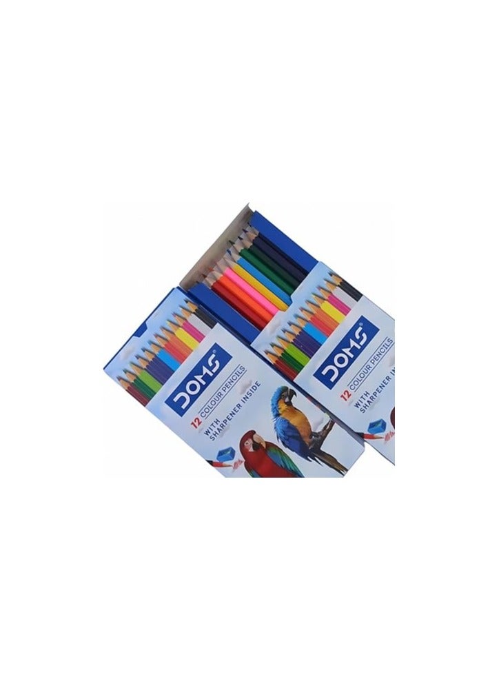 DOMS Wooden Color Pencil Set – 12 Assorted Colors – Large Box - Image 1