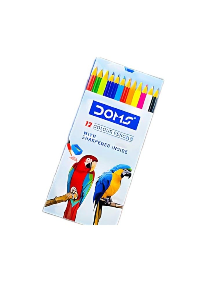 DOMS Wooden Color Pencil Set – 12 Assorted Colors – Large Box - Image 2