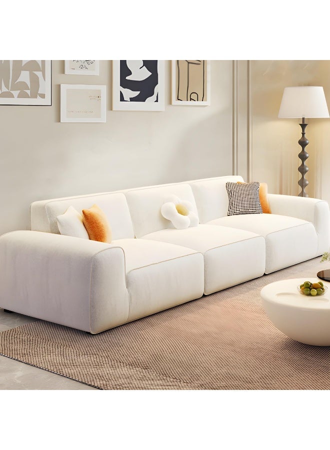 Comfynest Stain Resistant Modern Standard Sofa with Beige Upholstery in Off-White Color - Image 2
