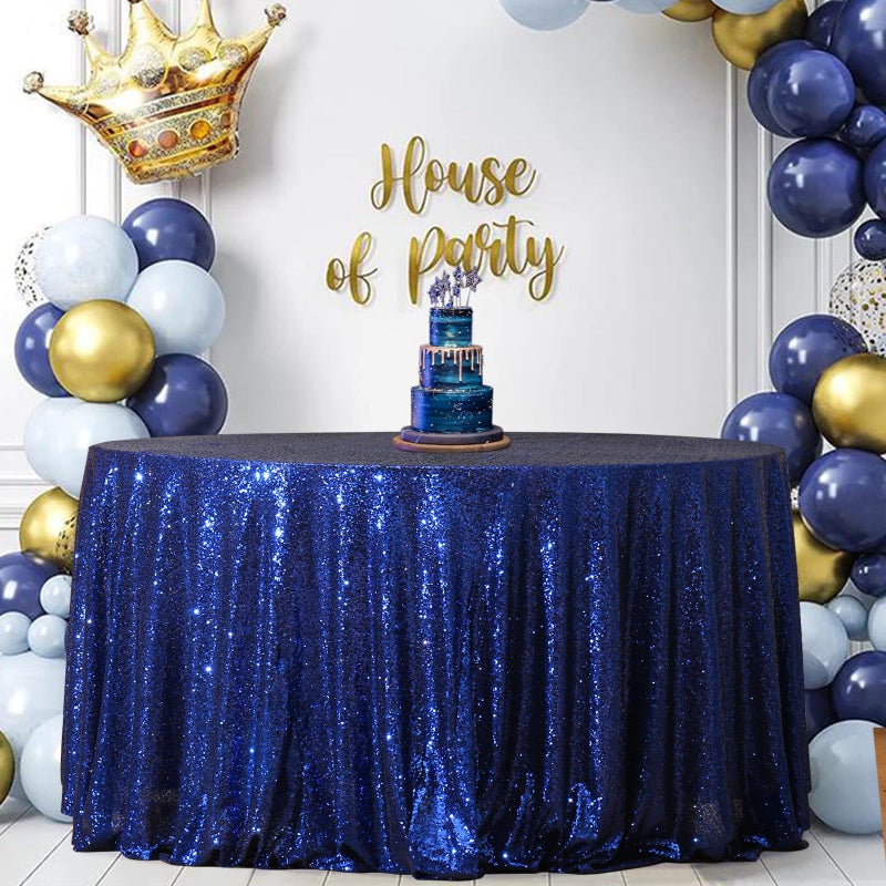 PartyDelight Sequin Tablecloth Round 70 Navy Blue