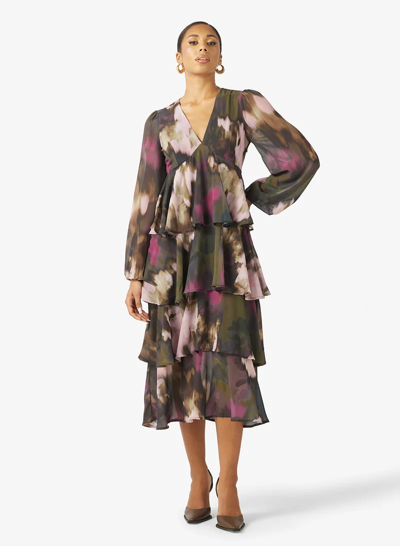 PRETTY LAVISH Ashton Ruffle Midi Dress