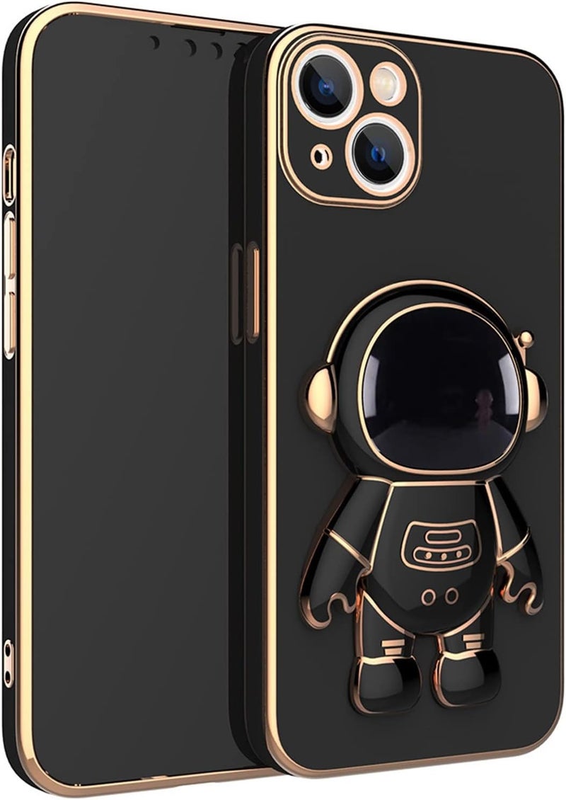 woobles 6D Plating Astronaut Hidden Stand Case Cover for iPhone, Astronaut Hidden Stand Case Cover for iPhone, Galvanized Astronaut Cover with Stand Lens Protector (Black,11) Black 11 - Image 2