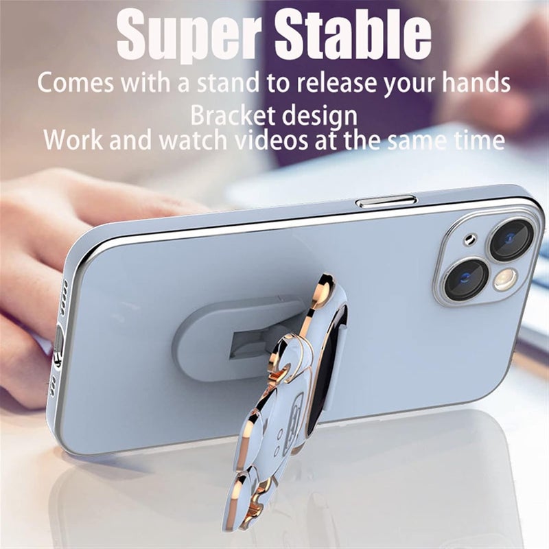 woobles 6D Plating Astronaut Hidden Stand Case Cover for iPhone, Astronaut Hidden Stand Case Cover for iPhone, Galvanized Astronaut Cover with Stand Lens Protector (Black,11) Black 11 - Image 5