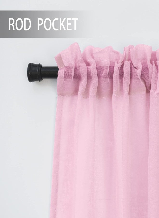 UPOPO Pink Valance 15 inches Long Sheer Curtain Valance Living Room Bedroom Kitchen Voile Transparent Light Filtering Valance Curtain Small Short Door Window Treatment 2 Panels Rod Pocket - Image 5
