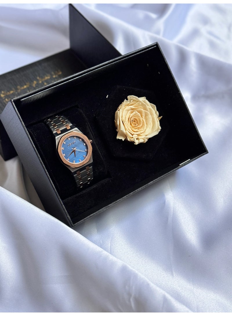 LIGANT Luxury Women's Stainless Steel Watch in Rose Gold & Silver - Elegant Modern Design - Rust Resistant Metallic Wristwatch for Events & Daily Wear - Image 4