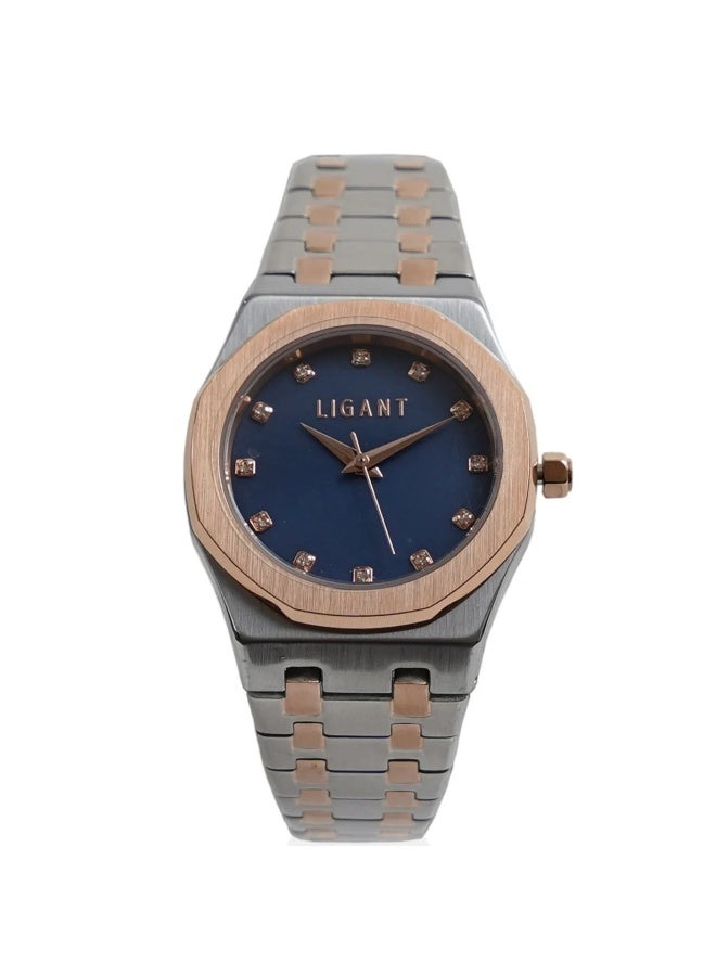 LIGANT Luxury Women's Stainless Steel Watch in Rose Gold & Silver - Elegant Modern Design - Rust Resistant Metallic Wristwatch for Events & Daily Wear - Image 1